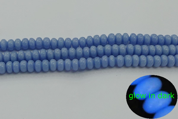 CLU121 15.5 inches 5*8mm rondelle blue luminous stone beads