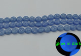 CLU131 15.5 inches 10mm flat round blue luminous stone beads