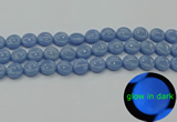 CLU132 15.5 inches 12mm flat round blue luminous stone beads