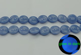 CLU135 15.5 inches 18mm flat round blue luminous stone beads