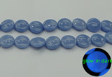 CLU136 15.5 inches 20mm flat round blue luminous stone beads