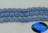 CLU153 15.5 inches 14*14mm square blue luminous stone beads