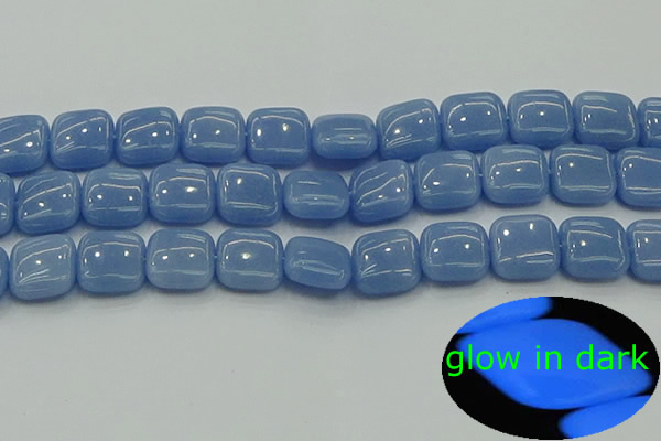 CLU153 15.5 inches 14*14mm square blue luminous stone beads