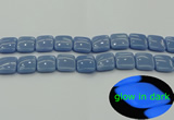 CLU154 15.5 inches 16*16mm square blue luminous stone beads