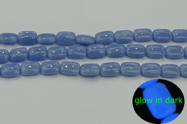 CLU161 15.5 inches 10*14mm rectangle blue luminous stone beads