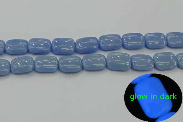 CLU167 15.5 inches 15*20mm rectangle blue luminous stone beads