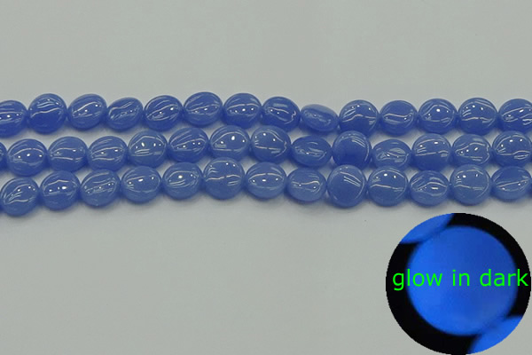 CLU171 15.5 inches 10mm flat round blue luminous stone beads