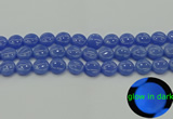 CLU172 15.5 inches 12mm flat round blue luminous stone beads