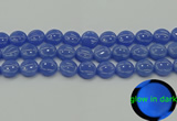 CLU173 15.5 inches 14mm flat round blue luminous stone beads