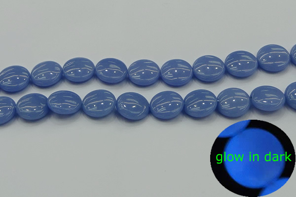 CLU174 15.5 inches 16mm flat round blue luminous stone beads