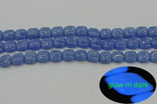 CLU191 15.5 inches 10*10mm square blue luminous stone beads