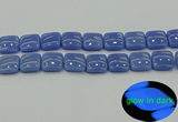 CLU195 15.5 inches 18*18mm square blue luminous stone beads