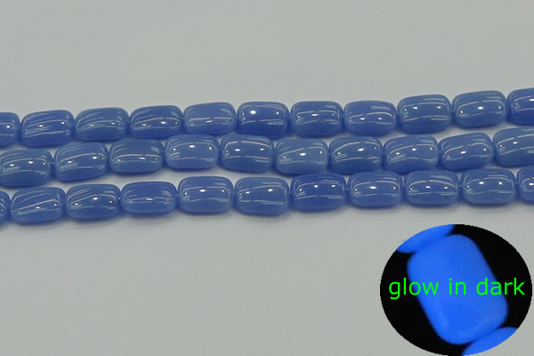 CLU201 15.5 inches 10*14mm rectangle blue luminous stone beads