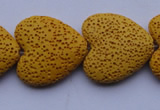 CLV18 15 inches 8*27mm heart yellow natural lava beads strand wholesale