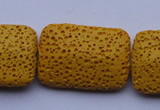 CLV19 15 inches 19*28mm rectangle yellow natural lava beads wholesale