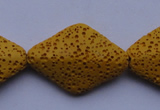 CLV20 15 inches 22*32mm rhombus yellow natural lava beads wholesale