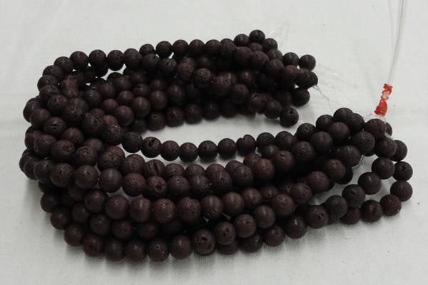 CLV201 15.5 inches 8mm round coffee natural lava beads wholesale