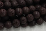 CLV203 15.5 inches 12mm round coffee natural lava beads wholesale