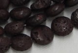 CLV208 15.5 inches 16mm flat round coffee natural lava beads wholesale