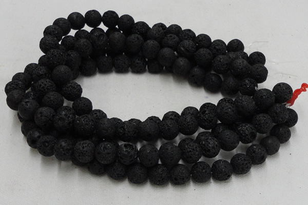 CLV211 15.5 inches 6mm round black natural lava beads wholesale