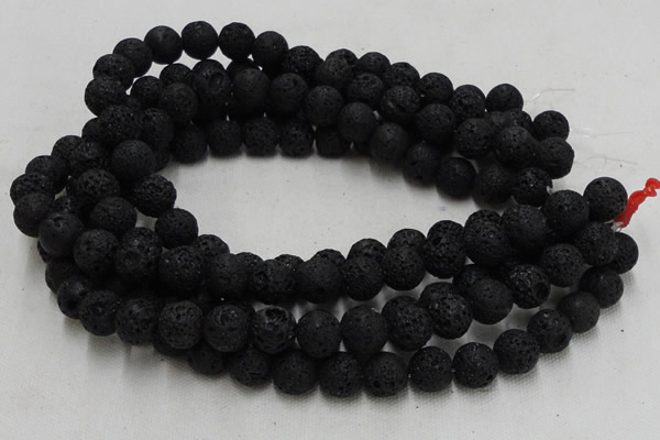 CLV214 15.5 inches 12mm round black natural lava beads wholesale