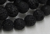 CLV215 15.5 inches 14mm round black natural lava beads wholesale