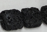 CLV218 15.5 inches 30*30mm square black natural lava beads wholesale