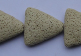 CLV23 15 inches 22*26mm triangle milk white natural lava beads wholesale