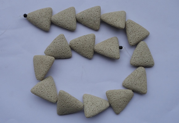 CLV23 15 inches 22*26mm triangle milk white natural lava beads wholesale