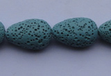 CLV24 15.5 inches 13*19mm teardrop blue natural lava beads wholesale