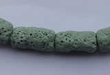 CLV27 15.5 inches 10*18mm column shape green natural lava beads wholesale