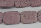 CLV301 15.5 inches 15*20mm rectangle lava beads wholesale