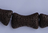 CLV35 15.5 inches 12*20mm pillow-shaped chocolate natural lava beads