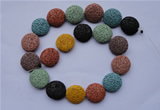 CLV39 15 inches 7*20mm flat round multicolor natural lava beads wholesale