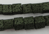 CLV390 15.5 inches 10*10mm cube dyed lava beads wholesale