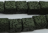 CLV391 15.5 inches 12*13*15mm cuboid dyed lava beads wholesale