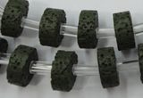 CLV410 15.5 inches 6*15mm tyre dyed lava beads wholesale