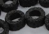 CLV46 15.5 inches 5*15mm donut shape black natural lava beads