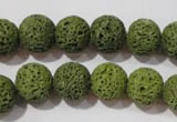 CLV461 15.5 inches 10mm round dyed green lava beads wholesale