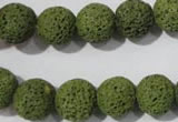 CLV462 15.5 inches 12mm round dyed green lava beads wholesale