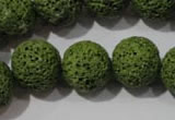 CLV464 15.5 inches 16mm round dyed green lava beads wholesale