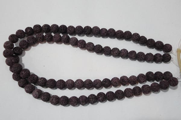 CLV477 15.5 inches 10mm round dyed purple lava beads wholesale