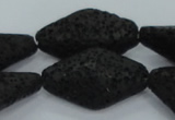 CLV48 15 inches 13*23mm rhombus black natural lava beads wholesale