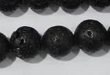 CLV488 15.5 inches 16mm round black lava beads wholesale