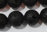 CLV489 15.5 inches 18mm round black lava beads wholesale