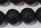 CLV490 15.5 inches 20mm round black lava beads wholesale