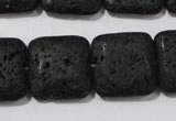 CLV495 15.5 inches 20*20mm square black lava beads wholesale