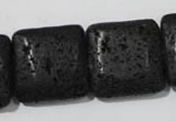 CLV496 15.5 inches 25*25mm square black lava beads wholesale