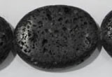 CLV509 15.5 inches 30*40mm oval black lava beads wholesale