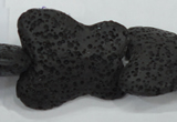 CLV52 15 inches 25*30mm butterfly-shaped black natural lava beads